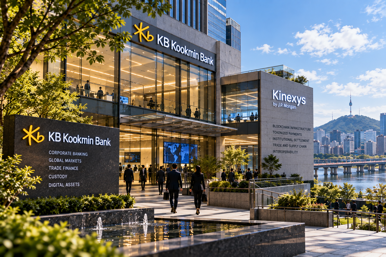 Corporate trade payment infrastructure linking Korean banking with blockchain deposit accounts.